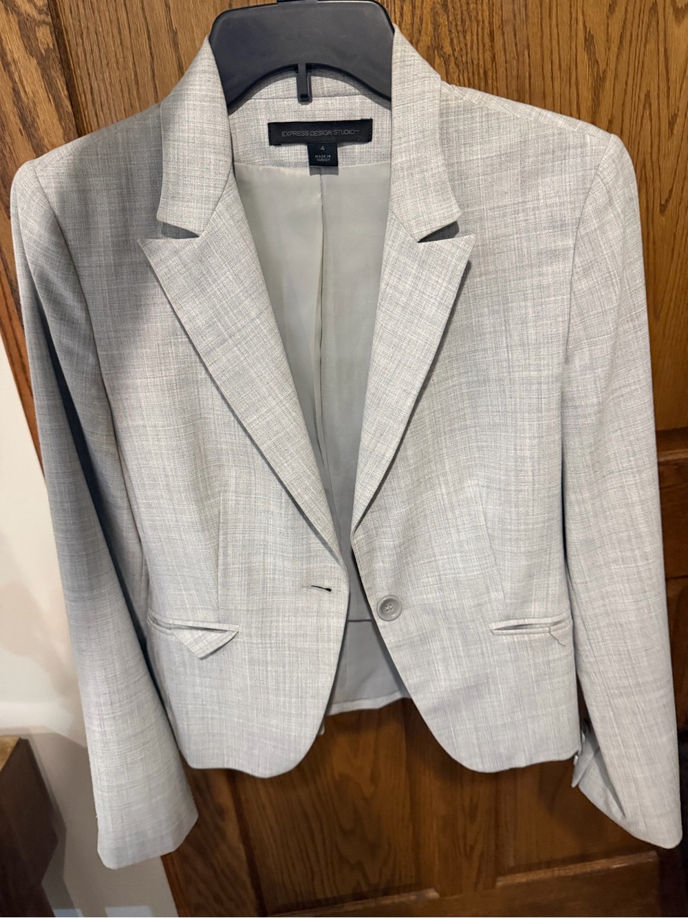 Express Women's Light Gray Single-Button Blazer